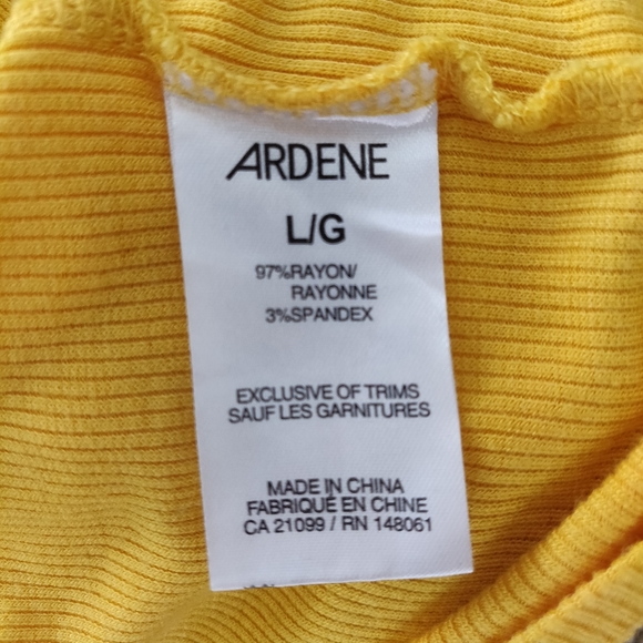Ardene Bright Yellow Ribbed Tie-Sleeve Top Large - Picture 8 of 9
